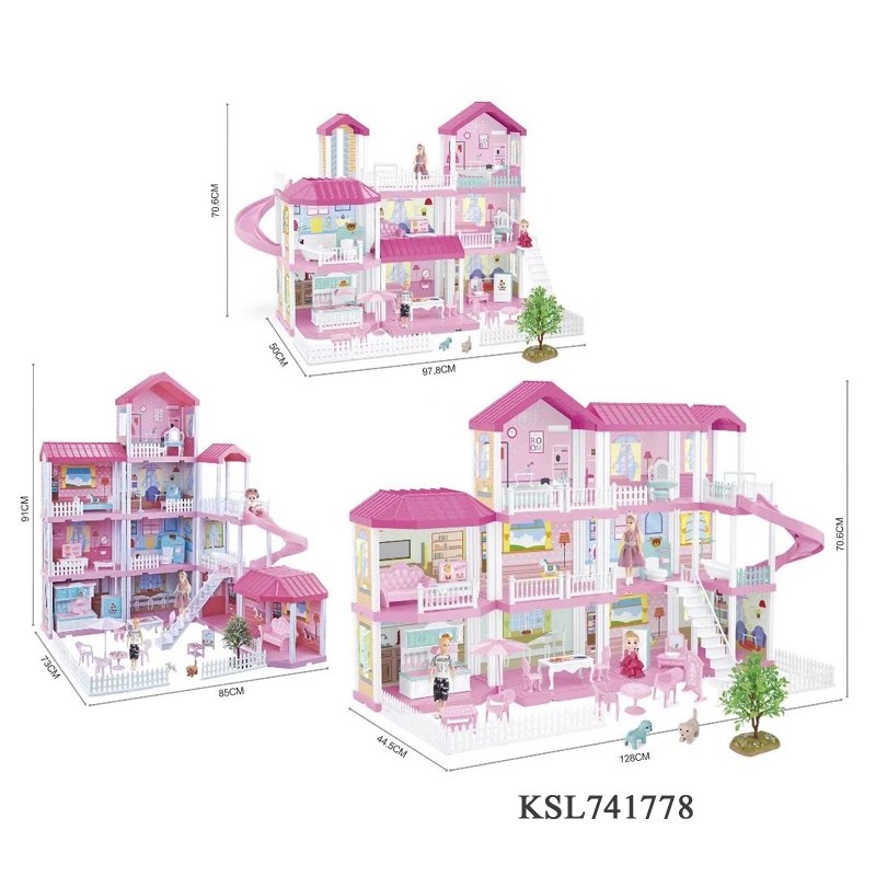 Wholesale Pretend Play Simulation Princess Villa DIY Doll House Toys with Furniture Girls Dream Dollhouse Educational Set Luxurious Doll House Toy