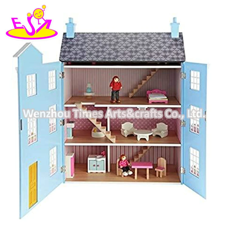 New Hottest Blue Wooden Georgian Dolls House Kits for Children W06A419