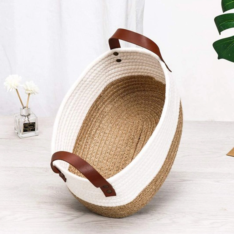 Cotton Rope Storage Baskets Soft Durable Laundry Baskets Nursery Hamper Organizer with Handles for Kids