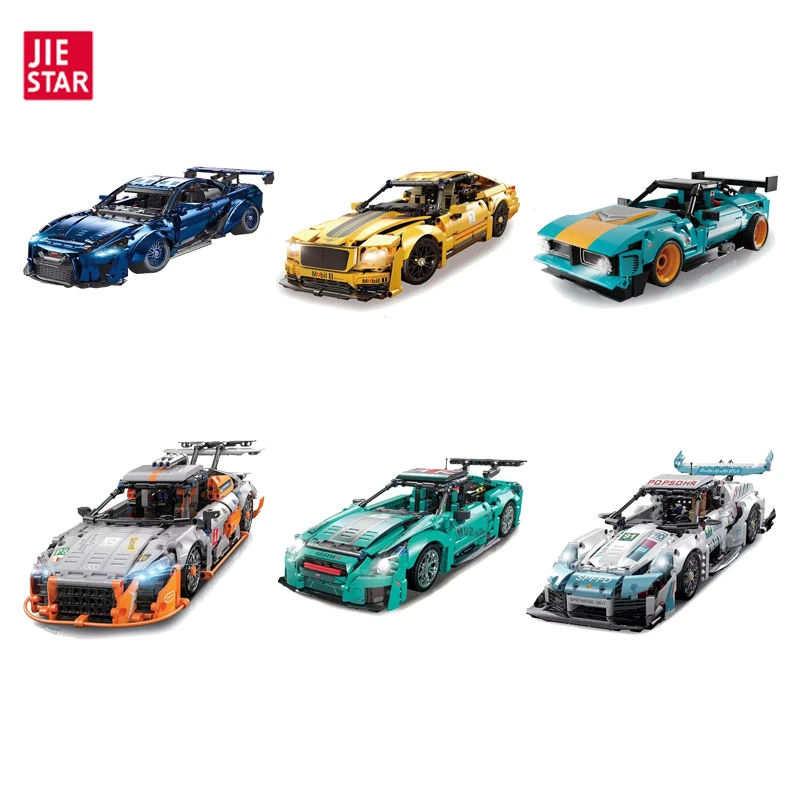 Jiestar Toys DIY Racing Sports Car Model Building Construction Set Toy Educational Building Block Brick DIY Children Toy Car Wholesale Kids Plastic Toy