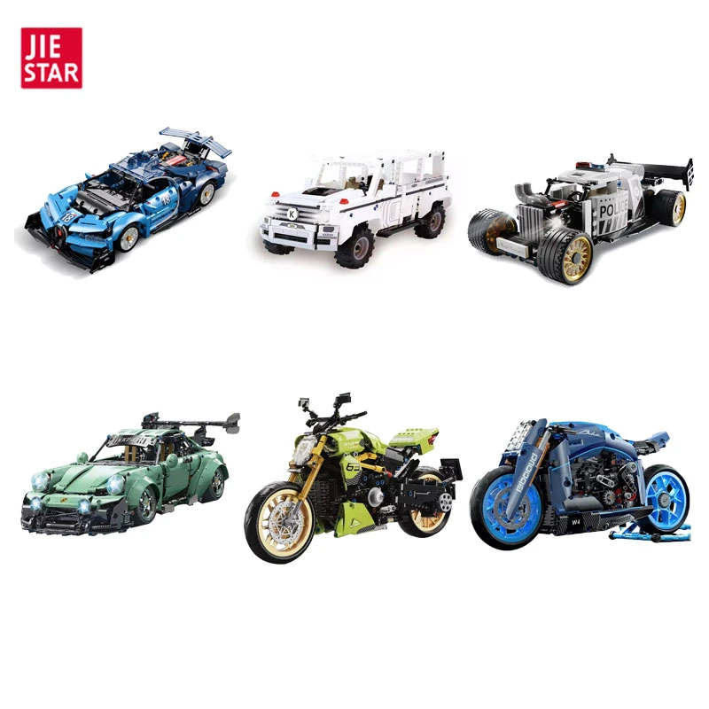 Jiestar Toys DIY Racing Sports Car Model Building Construction Set Toy Educational Building Block Brick DIY Children Toy Car Wholesale Kids Plastic Toy