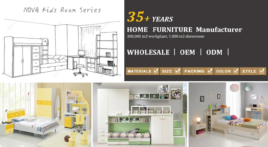 Wholesale Single Kids Bed Kid′s Room Home Wooden Modern Kids Bedroom Furniture