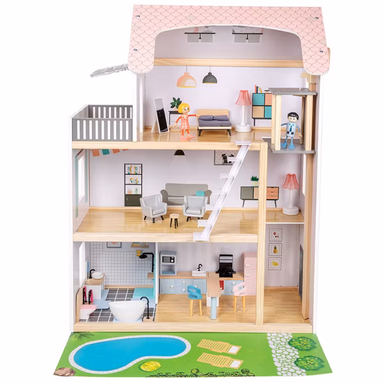 Hölzernes Puppenhaus für Kinder, Lernspielzeug für Kinder, Rollenspielspielzeug
