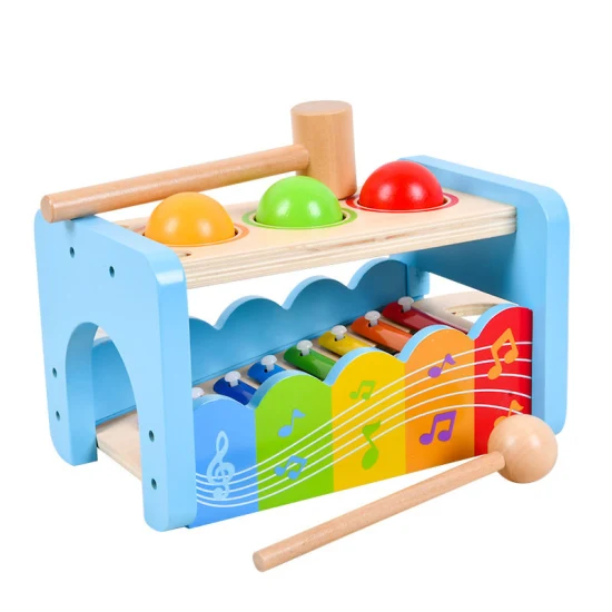 Hölzernes Xylophon, Säuglingsmusik für Babys, pädagogisches Montessori-Spielzeug, multifunktionales 2-in-1-Musikinstrumentenspielzeug für Babys